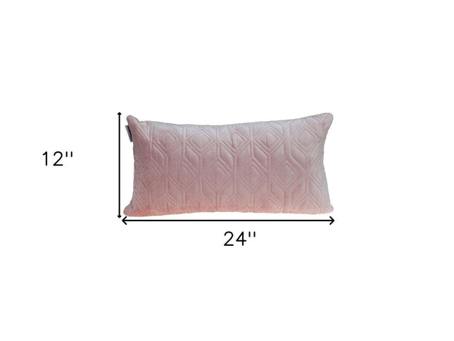 Tufted Diamonds Rose Gold Velvet Lumbar Accent Pillow