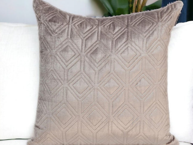 Tufted Diamonds Taupe Velvet Accent Pillow
