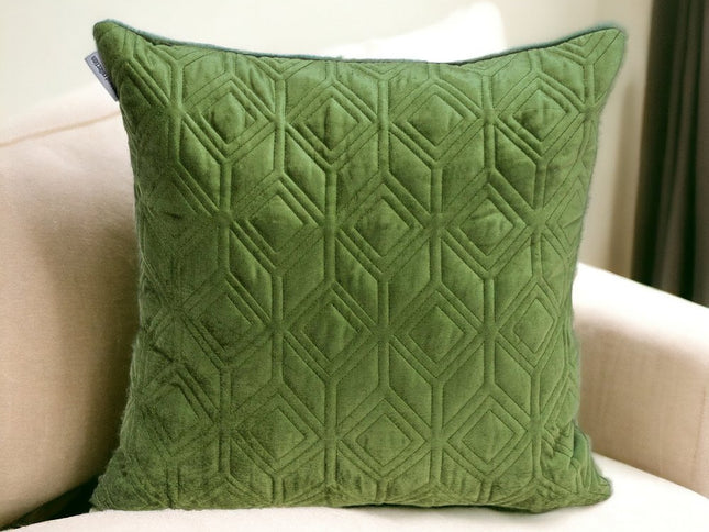 Tufted Diamonds Olive Velvet Accent Pillow