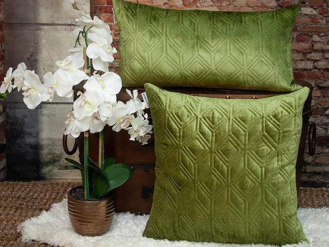 Tufted Diamonds Olive Velvet Accent Pillow