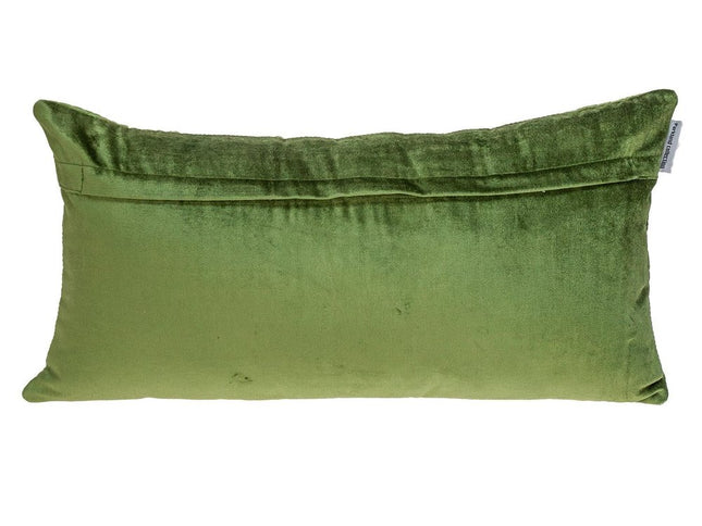 Tufted Diamonds Olive Velvet Lumbar Accent Pillow