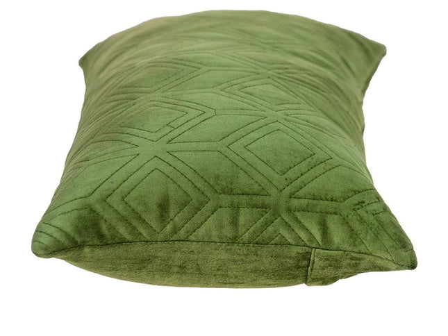 Tufted Diamonds Olive Velvet Lumbar Accent Pillow