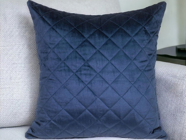 Tufted Diamond Navy Transitional Square Pillow