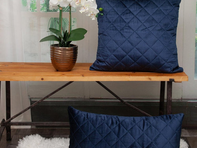 Tufted Diamond Navy Transitional Square Pillow