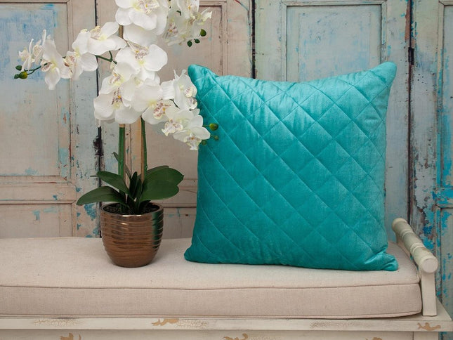 Tufted Diamond Aqua Transitional Square Pillow