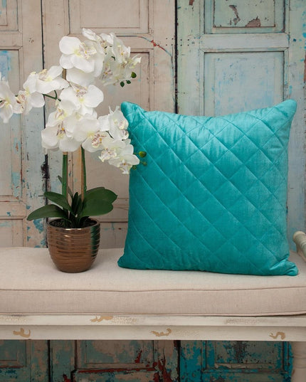 Tufted Diamond Aqua Transitional Square Pillow