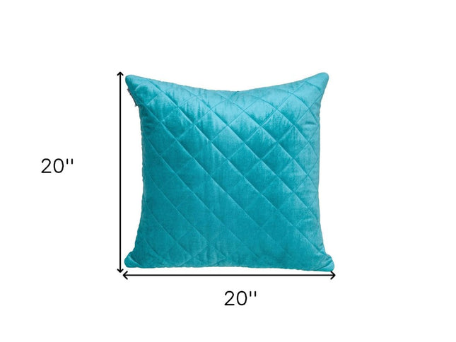 Tufted Diamond Aqua Transitional Square Pillow