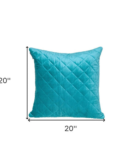 Tufted Diamond Aqua Transitional Square Pillow