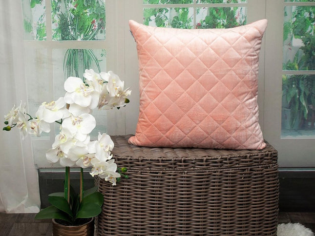 Tufted Diamond Pink Transitional Square Pillow