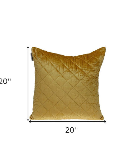 Tufted Diamond Yellow Ochre Transitional Square Pillow