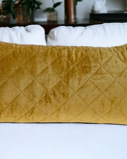 Tufted Diamond Yellow Ochre Transitional Lumbar Pillow
