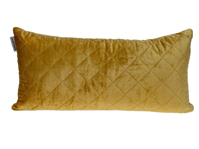 Tufted Diamond Yellow Ochre Transitional Lumbar Pillow