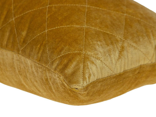 Tufted Diamond Yellow Ochre Transitional Lumbar Pillow