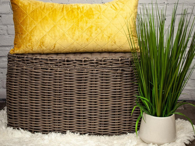 Tufted Diamond Yellow Ochre Transitional Lumbar Pillow