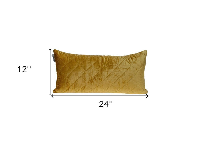 Tufted Diamond Yellow Ochre Transitional Lumbar Pillow