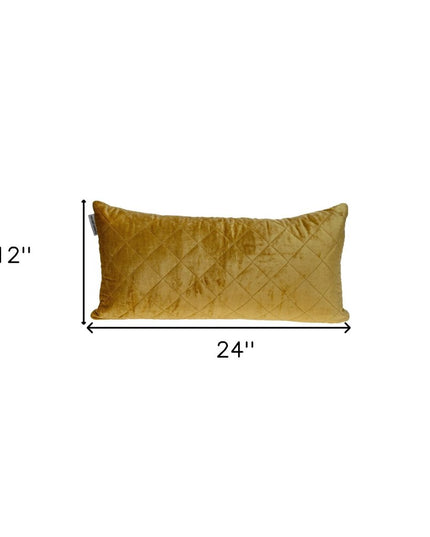 Tufted Diamond Yellow Ochre Transitional Lumbar Pillow