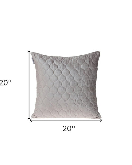 Taupe Tufted Velvet Quilted Throw Pillow