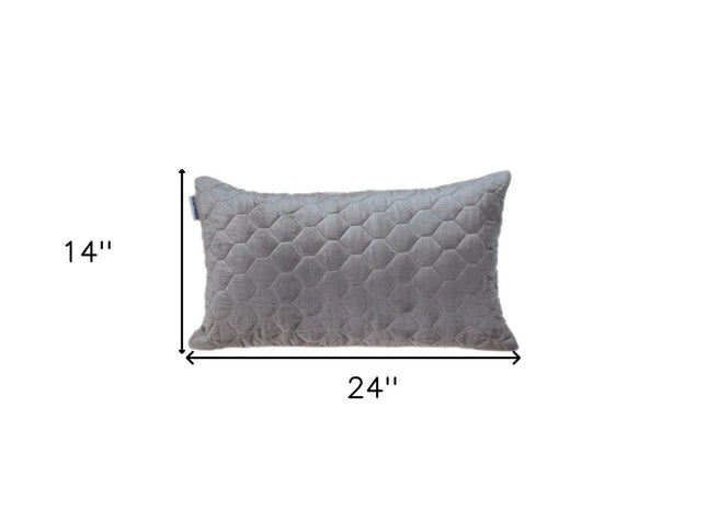 Taupe Tufted Velvet Quilted Lumbar Throw Pillow