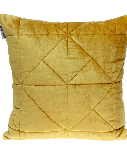 Yellow Chunky Geo Stitched Velvet Decorative Throw Pillow