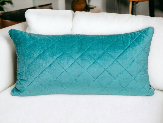Tufted Diamond Aqua Transitional Lumbar Pillow