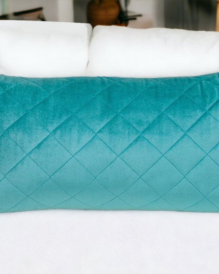 Tufted Diamond Aqua Transitional Lumbar Pillow