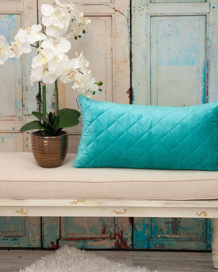 Tufted Diamond Aqua Transitional Lumbar Pillow