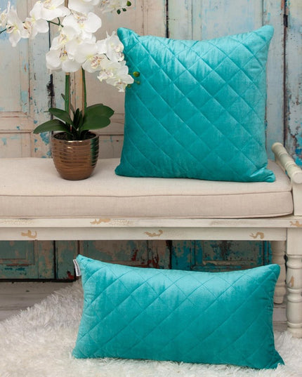 Tufted Diamond Aqua Transitional Lumbar Pillow