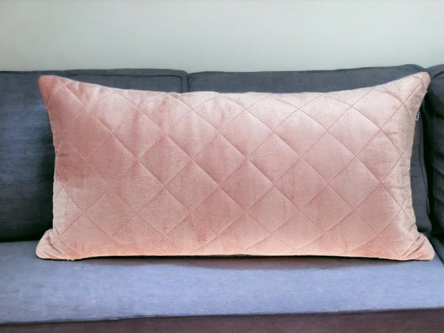 Tufted Diamond Pink Transitional Lumbar Pillow