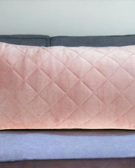 Tufted Diamond Pink Transitional Lumbar Pillow