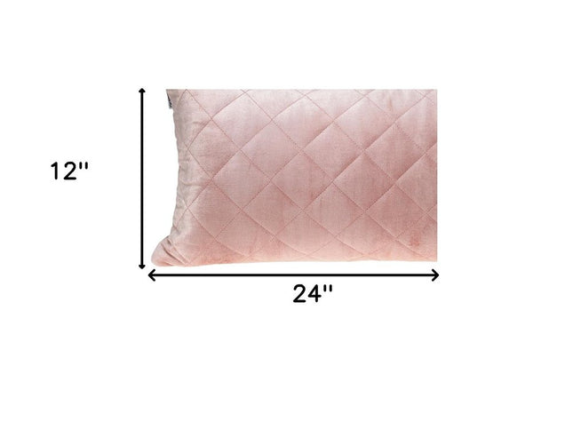 Tufted Diamond Pink Transitional Lumbar Pillow