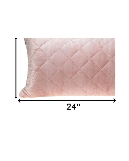 Tufted Diamond Pink Transitional Lumbar Pillow