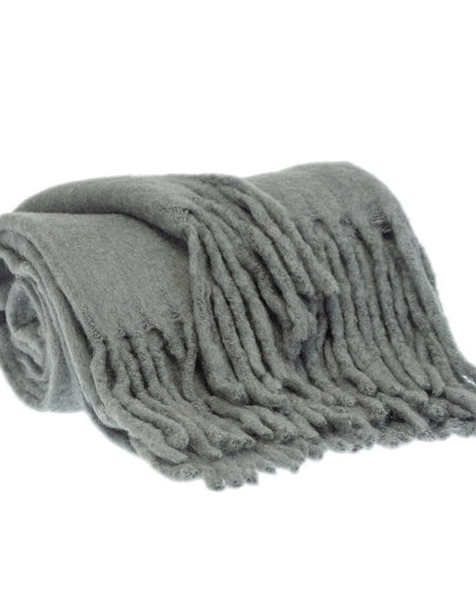 Super Soft Gray Soft Solid Color Handloomed Throw Blanket