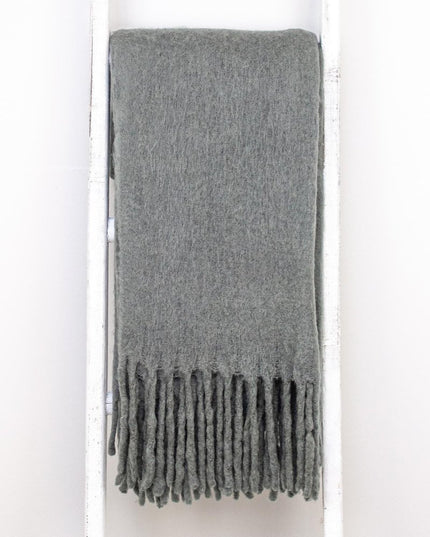 Super Soft Gray Soft Solid Color Handloomed Throw Blanket