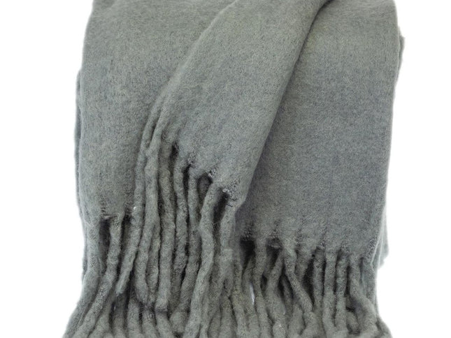 Super Soft Gray Soft Solid Color Handloomed Throw Blanket