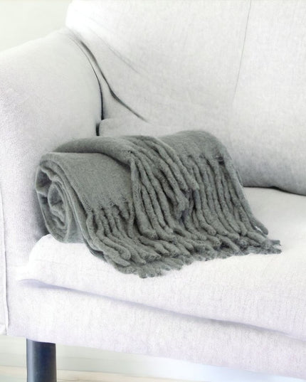 Super Soft Gray Soft Solid Color Handloomed Throw Blanket
