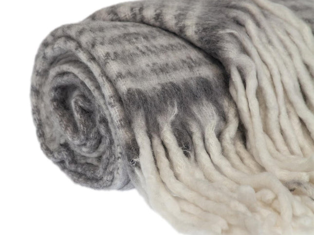 Super Soft Gray and White Chevron and Striped Handloomed Throw Blanket