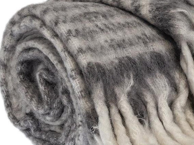 Super Soft Gray and White Chevron and Striped Handloomed Throw Blanket