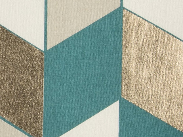 Teal Gold Striped Chevron Throw Pillow