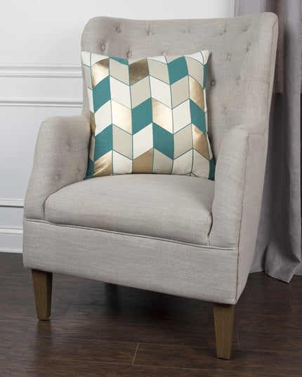 Teal Gold Striped Chevron Throw Pillow
