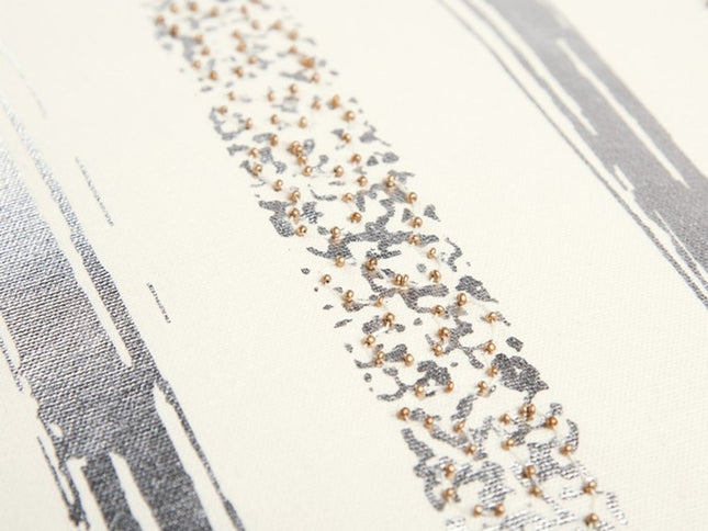 Silver and Gold Glam Stripe Beaded Throw Pillow