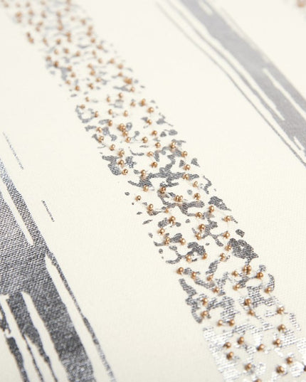 Silver and Gold Glam Stripe Beaded Throw Pillow