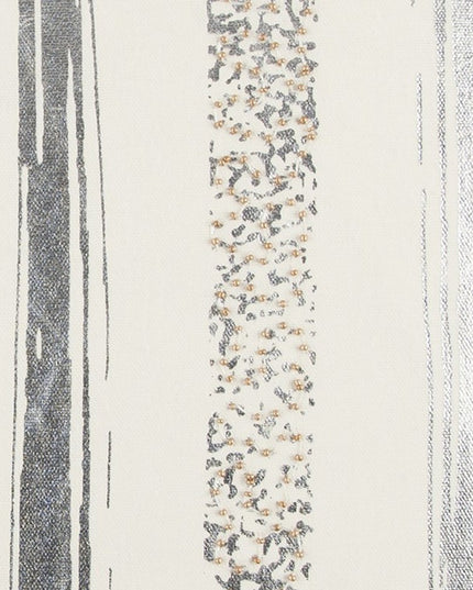 Silver and Gold Glam Stripe Beaded Throw Pillow