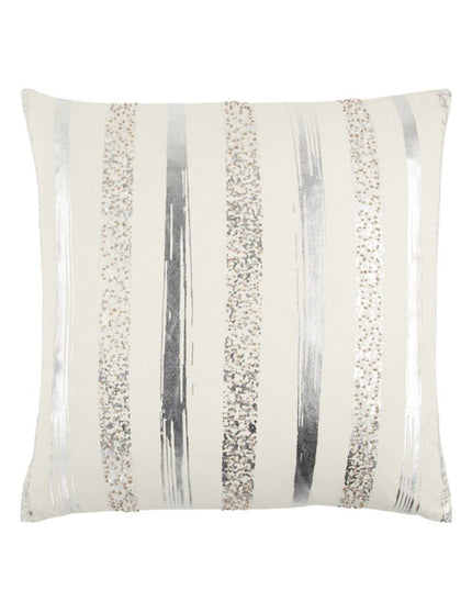 Silver and Gold Glam Stripe Beaded Throw Pillow
