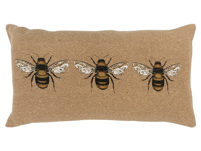 Tan Honeybees Trio Deocrative Lumbar Pillow
