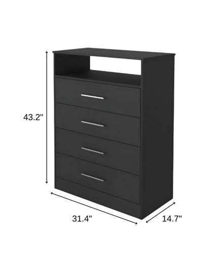 31" Black Four Drawer Vertical Dresser