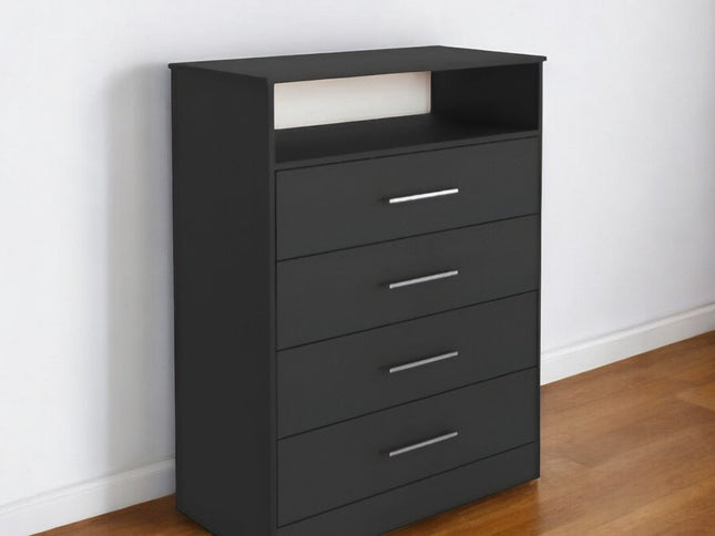31" Black Four Drawer Vertical Dresser