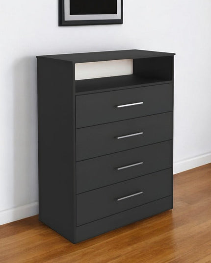 31" Black Four Drawer Vertical Dresser