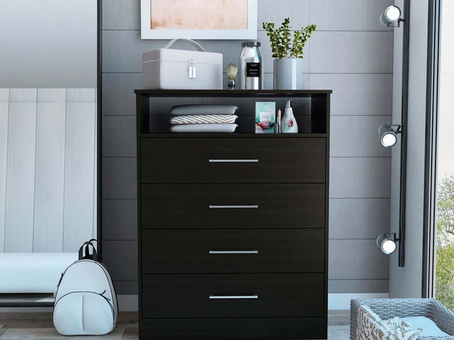 31" Black Four Drawer Vertical Dresser
