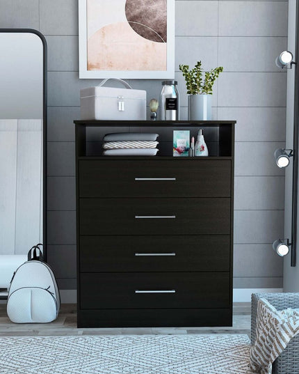 31" Black Four Drawer Vertical Dresser