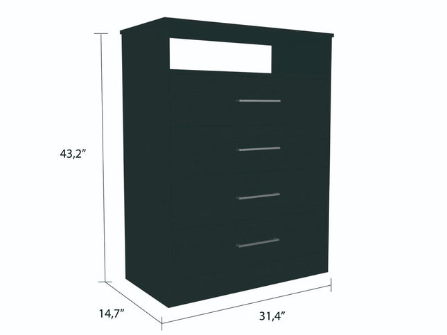 31" Black Four Drawer Vertical Dresser